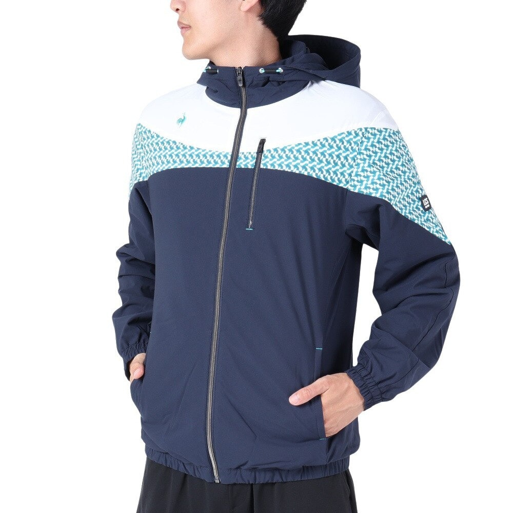 ルコックスポルティフ（lecoqsportif）（メンズ）ゴルフウェア アウター 防風 パーカー ストレッチフォーサー フード付き起毛裏地ブルゾン QGMWJK05 NV00