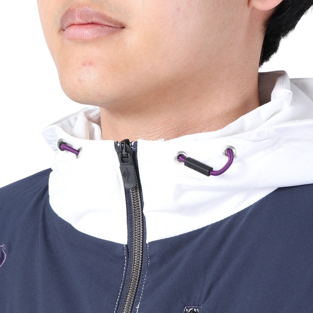 ルコックスポルティフ（lecoqsportif）（メンズ）ゴルフウェア アウター 防風 パーカー ストレッチフォーサー フード付き起毛裏地ブルゾン QGMWJK05 WH00