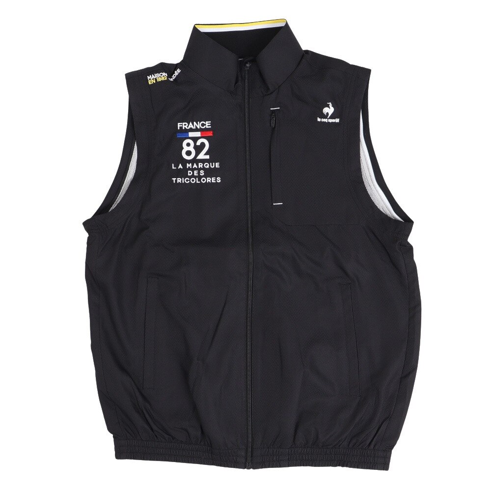 ルコック スポルティフ（Lecoq Sportif）（メンズ）ゴルフウェア 保温 ヒートナビ アウター 長袖 撥水 防風 袖着脱 袖ディタッチャブル  2wayブルゾン QGMUJK00 BK00