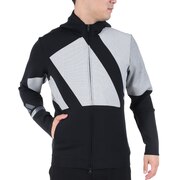 アディダス（adidas）（メンズ）ゴルフウェア アウター ストレッチ ビック ロゴ ダンボールニット 長袖フルジップフーディー NMJ92-HZ1418 BK