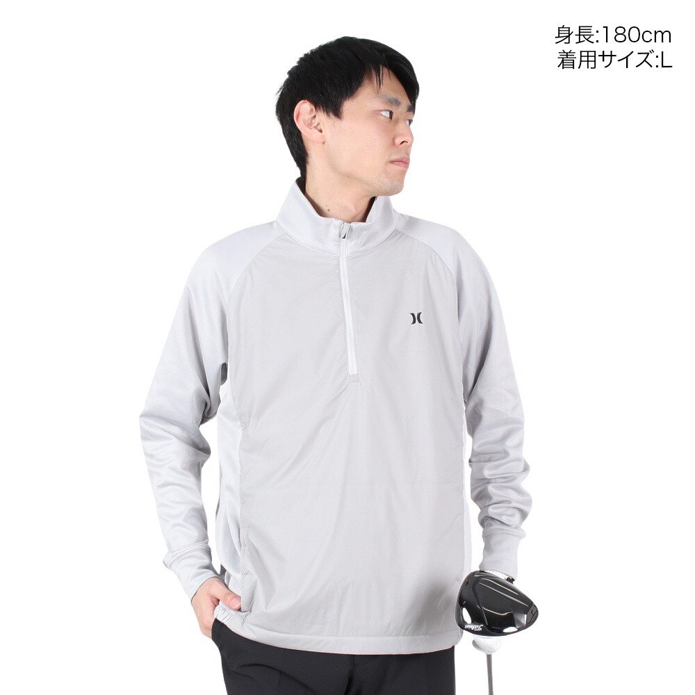ハーレー（HURLEY）（メンズ）ゴルフウェア アウター 防風 防寒 裏起毛 PHANTOM HYBRID 1/2 ジップジャケット MJK2200006-LGY