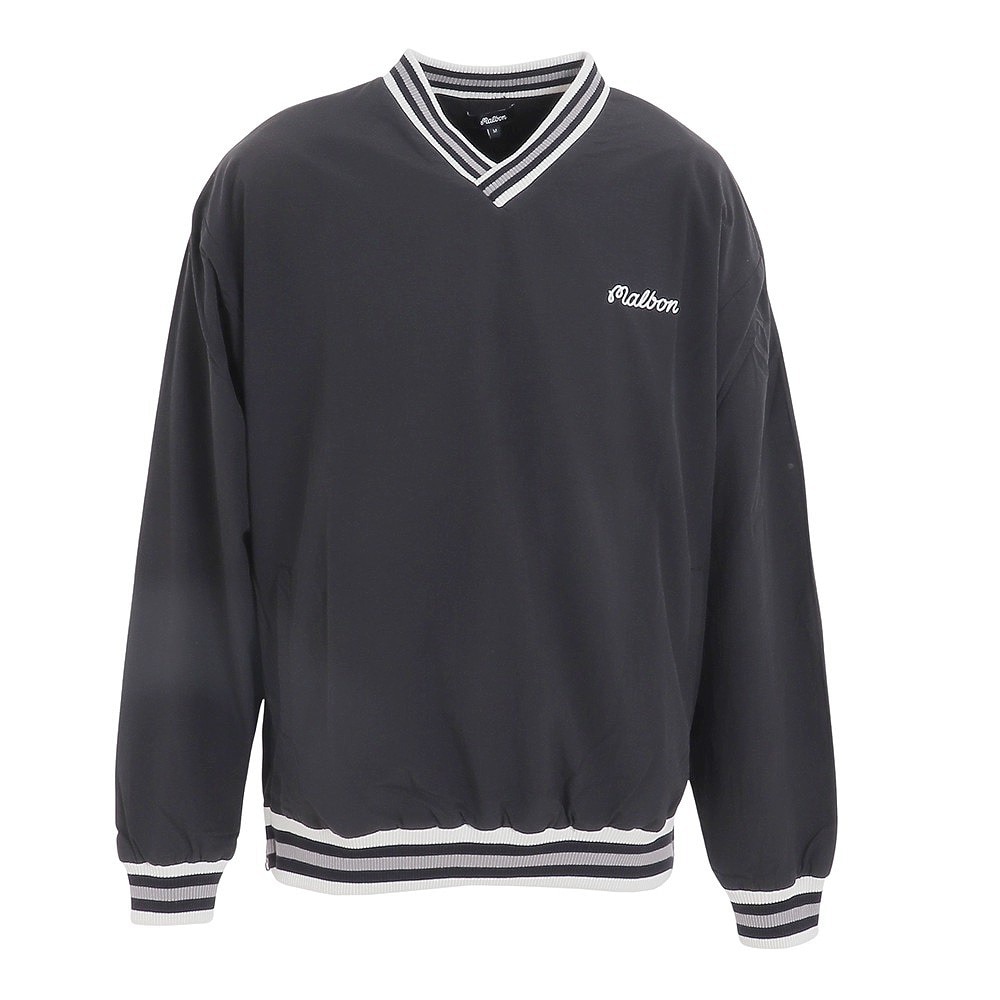 マルボンゴルフ（Malbon Glolf）（メンズ）ゴルフウェア Varsity Nylon Pullover ジャケット M-7603-BLK