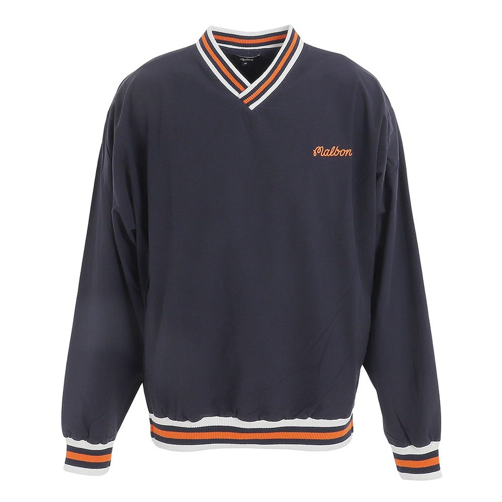 マルボンゴルフ（Malbon Glolf）（メンズ）ゴルフウェア 長袖 プルオーバー Varsity Nylon Pullover M-7603-NVY