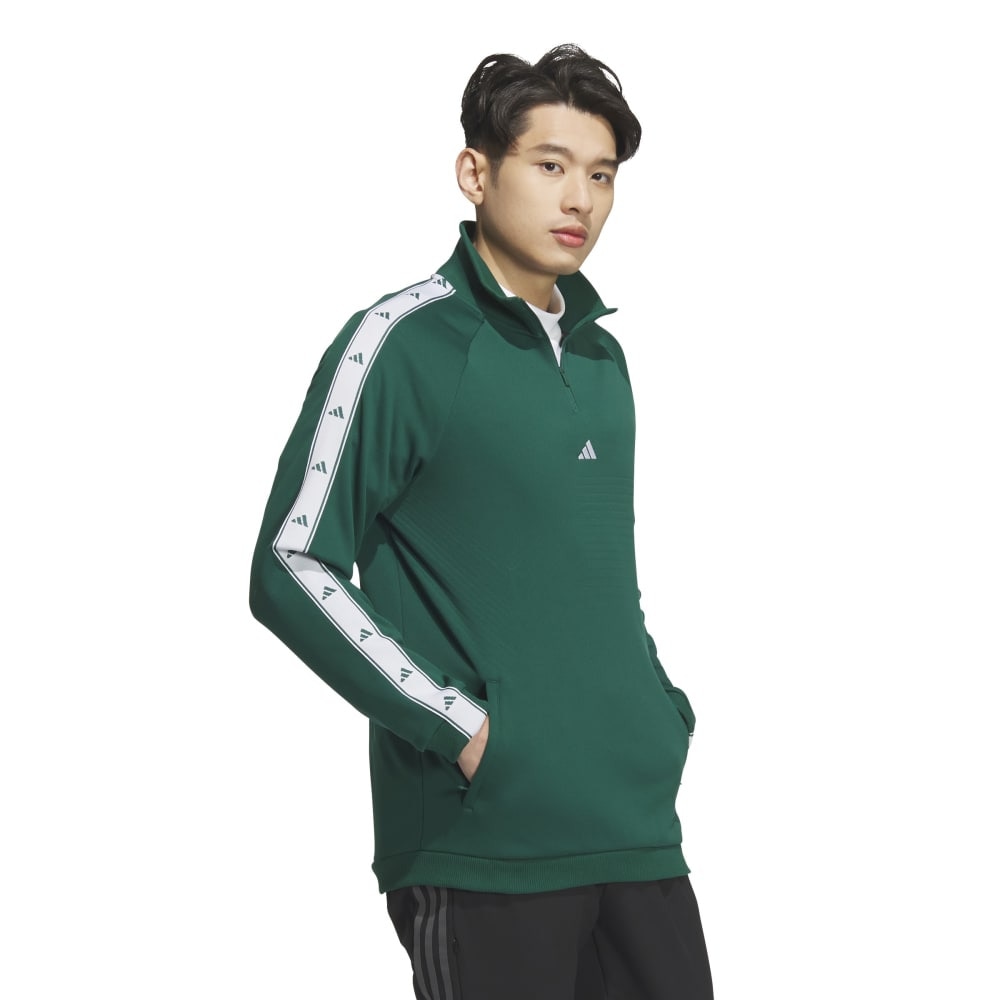 アディダス（adidas）（メンズ、レディース）ゴルフウェア アウター 保温 アーカイブ デボスグラフィック ハーフジップ長袖ジャケット JSC17-IM7239 GRN