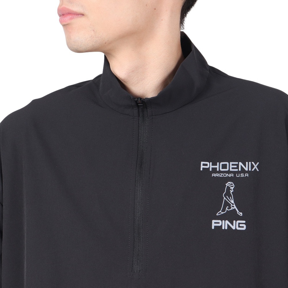 ピン（PING）（メンズ）ゴルフウェア アウター 撥水 半袖 ハーフジップブルゾン 621-4220805-010