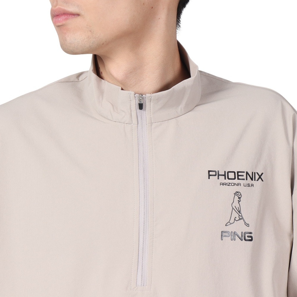 ピン（PING）（メンズ）ゴルフウェア アウター 撥水 半袖 ハーフジップブルゾン 621-4220805-040