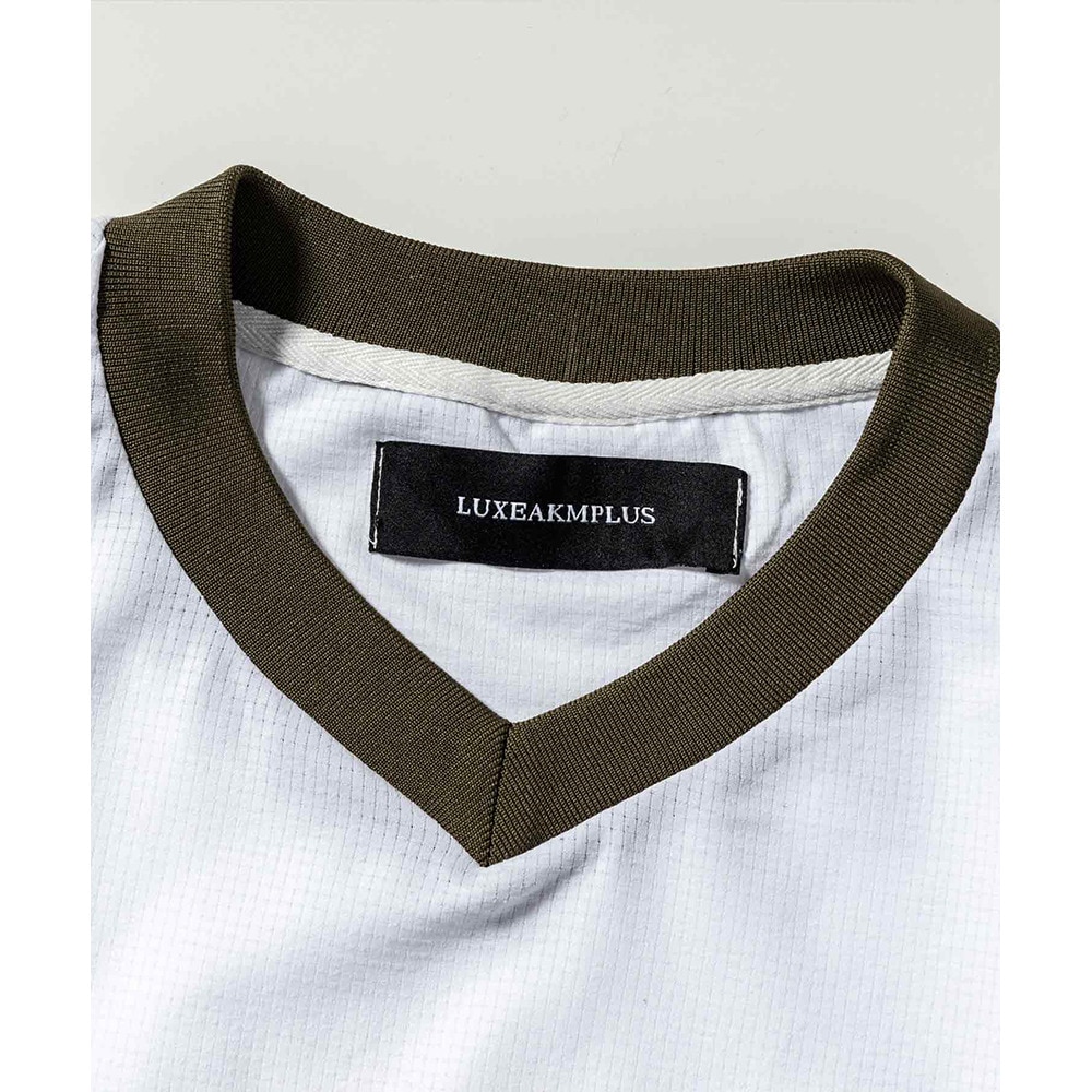 リュクスエイケイエムプラス（LUXEAKMPLU）（メンズ）ゴルフウェア VENTILATED VネックロングスリーブTシャツ LAO-24056white