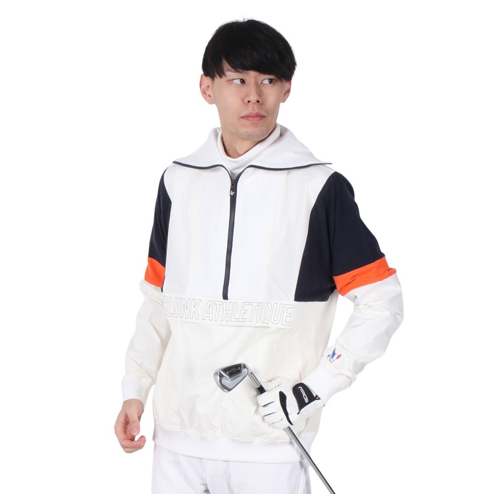 クランク（CLUNK）（メンズ）ゴルフウェア アウター ハーフジップ ウィンドウ プルオーバー ジャケット CL5QTY51 WHT
