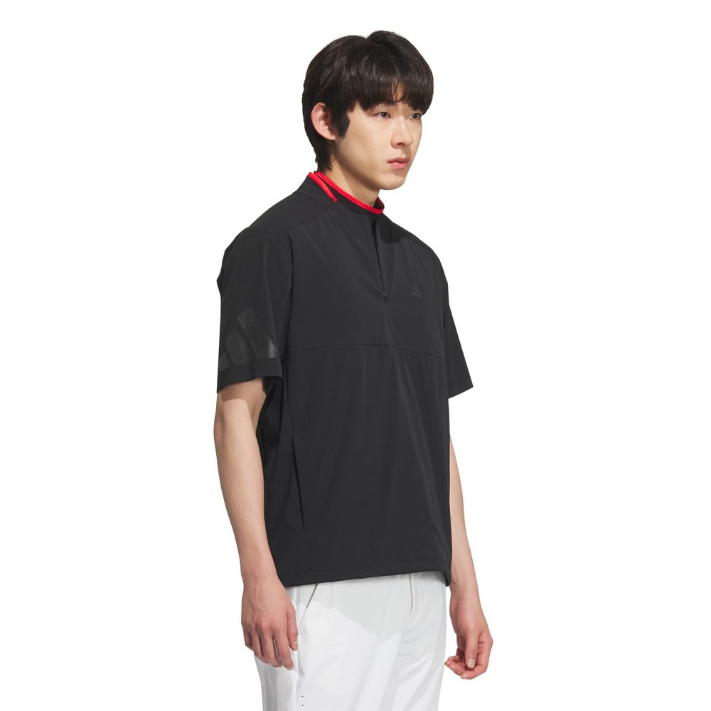 アディダス（adidas）（メンズ）ゴルフウェア アディゼロ ハーフジップ 半袖ウィンドウシャツ KTN24-JG5785BLK