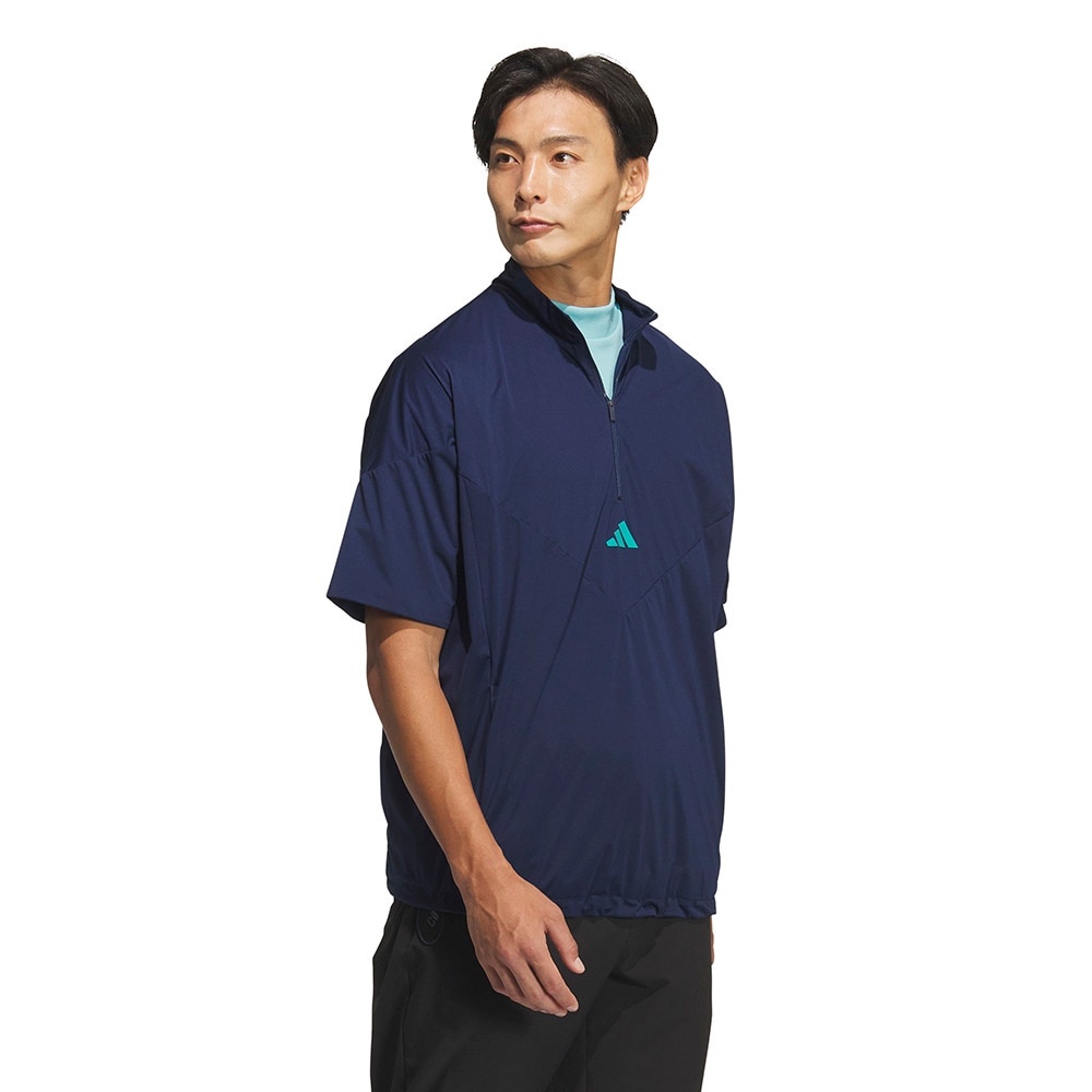 アディダス（adidas）（メンズ）ゴルフウェア コードカオス ハーフジップ半袖ウィンド UV105-KE6652 NVY