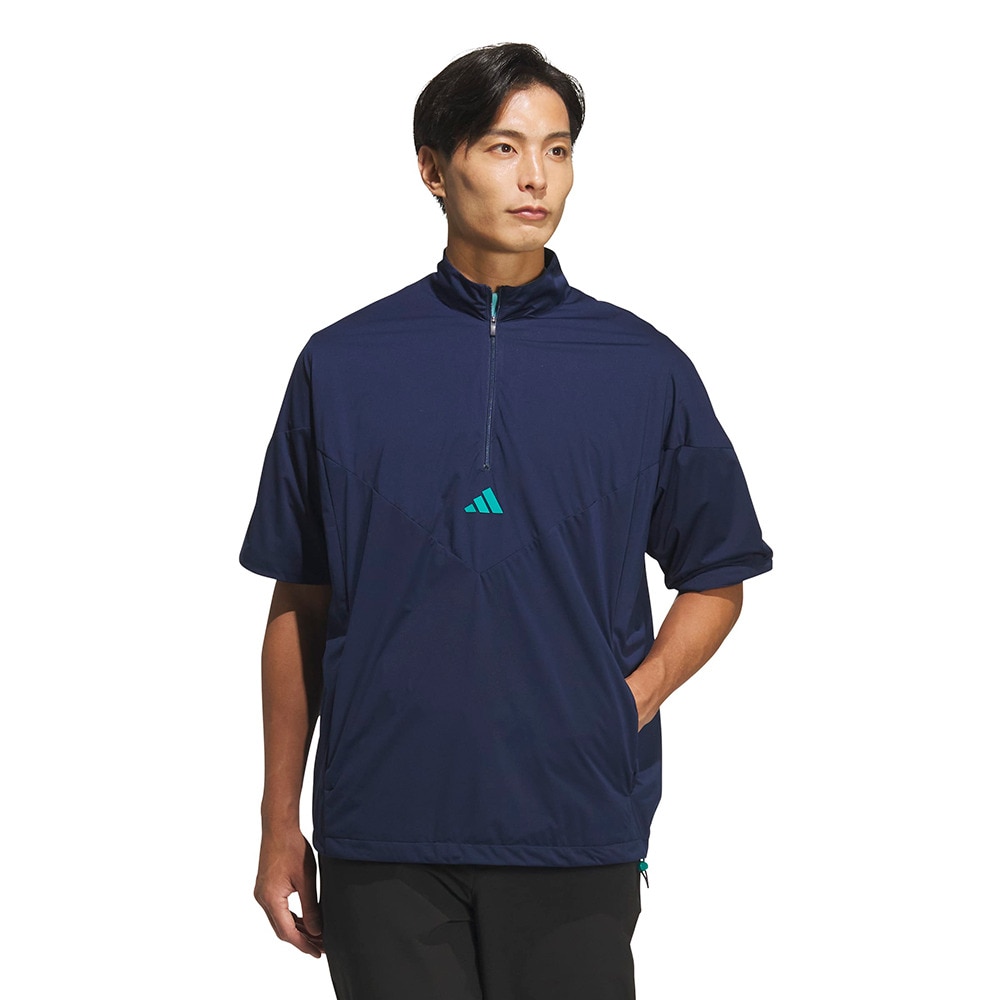 アディダス（adidas）（メンズ）ゴルフウェア コードカオス ハーフジップ半袖ウィンド UV105-KE6652 NVY