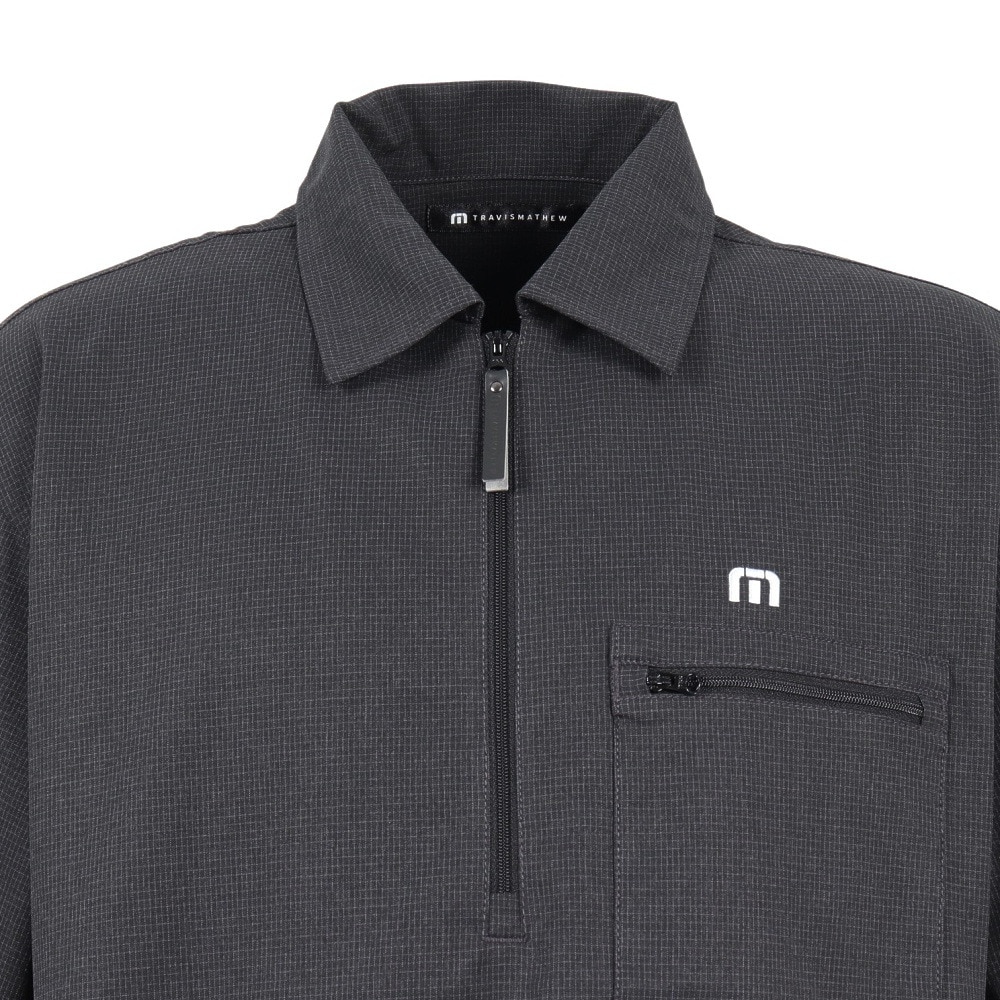 トラヴィスマシュー（Travis Mathew）（メンズ）ゴルフウェア 半袖チェック柄 クォータージップ ジャケット 7AM004-0BLK