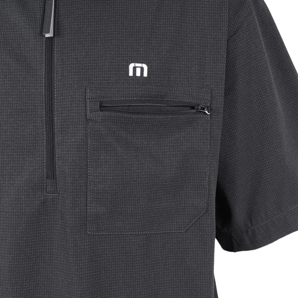 トラヴィスマシュー（Travis Mathew）（メンズ）ゴルフウェア 半袖チェック柄 クォータージップ ジャケット 7AM004-0BLK