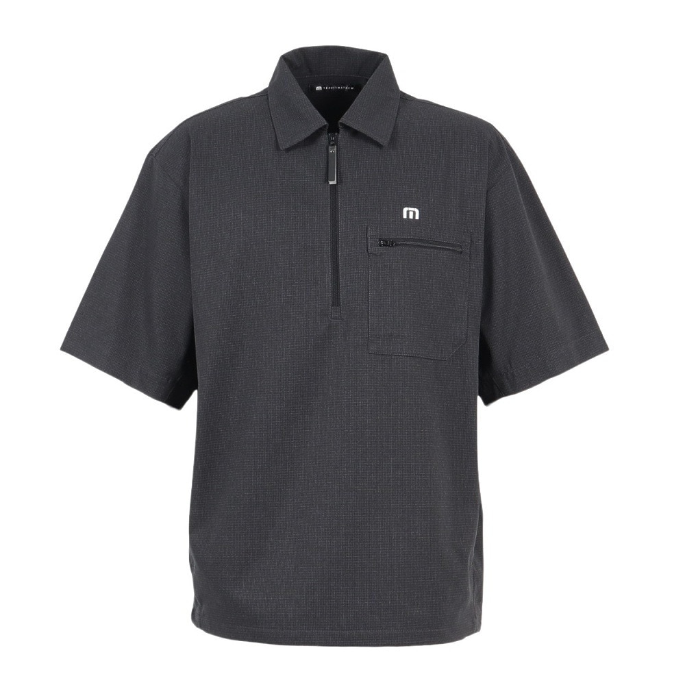トラヴィスマシュー（Travis Mathew）（メンズ）ゴルフウェア 半袖チェック柄 クォータージップ ジャケット 7AM004-0BLK