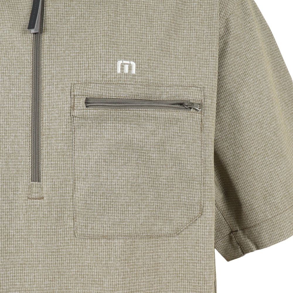 トラヴィスマシュー（Travis Mathew）（メンズ）ゴルフウェア 半袖チェック柄 クォータージップ ジャケット 7AM004-3OLG