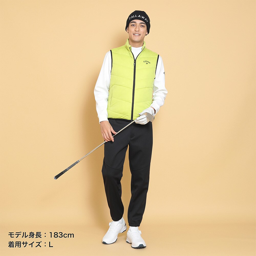 国産品 キャロウェイ：メンズ：中綿ベスト：Lサイズ：イエロー ありがたかっ メンズウェア
