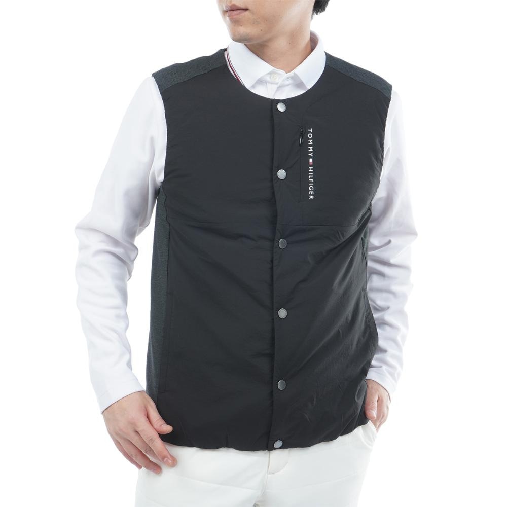 トミー ヒルフィガー ゴルフ（TOMMY HILFIGER GOLF）（メンズ）ゴルフウェア 防風 ノーカラー中綿ベスト THMA585-BLK