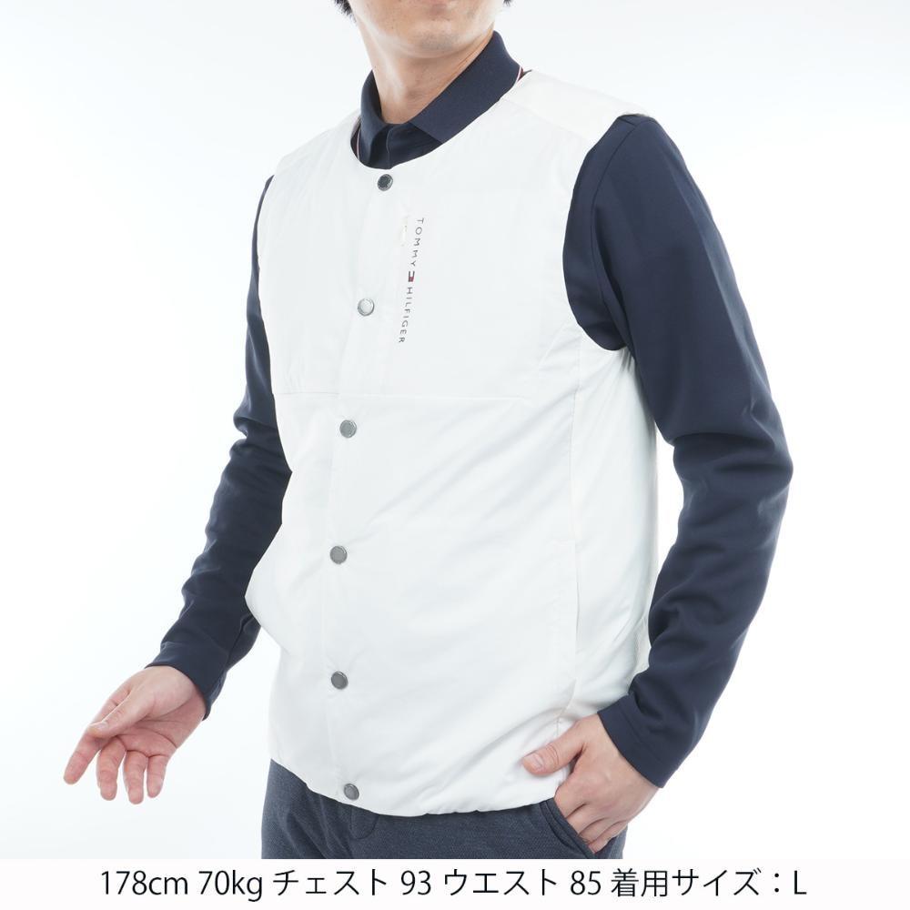 トミー ヒルフィガー ゴルフ（TOMMY HILFIGER GOLF）（メンズ）ゴルフウェア 防風 ノーカラー中綿ベスト THMA585-OWH