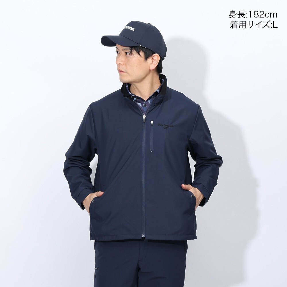 トランスコンチネンツ（TRANS CONTINENTS）（メンズ）ゴルフウェア アウター 撥水 裏メッシュ 起毛 フルジップアウター X24AW02T-NV