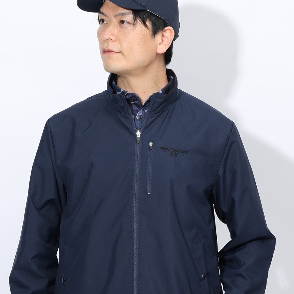 トランスコンチネンツ（TRANS CONTINENTS）（メンズ）ゴルフウェア アウター 撥水 裏メッシュ 起毛 フルジップアウター X24AW02T-NV