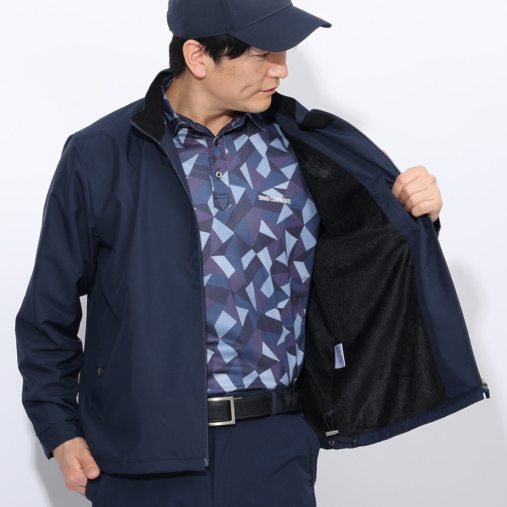 トランスコンチネンツ（TRANS CONTINENTS）（メンズ）ゴルフウェア アウター 撥水 裏メッシュ 起毛 フルジップアウター X24AW02T-NV