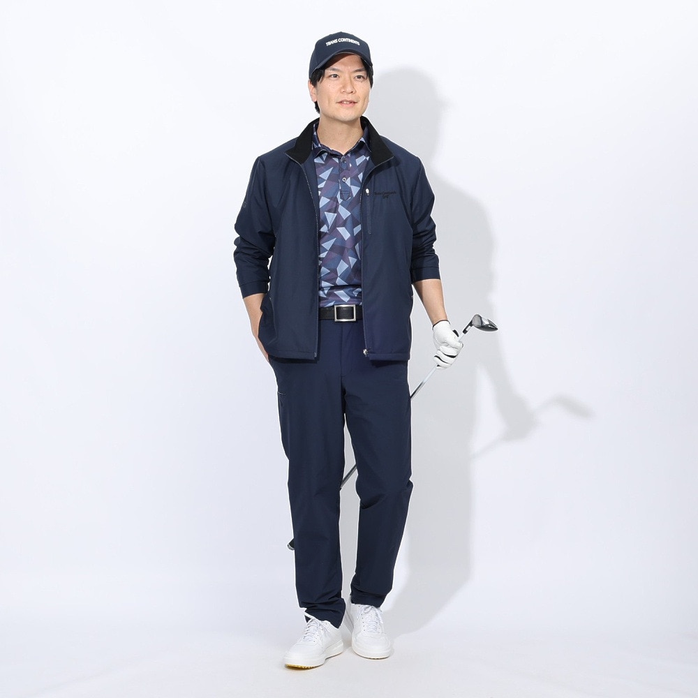 トランスコンチネンツ（TRANS CONTINENTS）（メンズ）ゴルフウェア アウター 撥水 裏メッシュ 起毛 フルジップアウター X24AW02T-NV