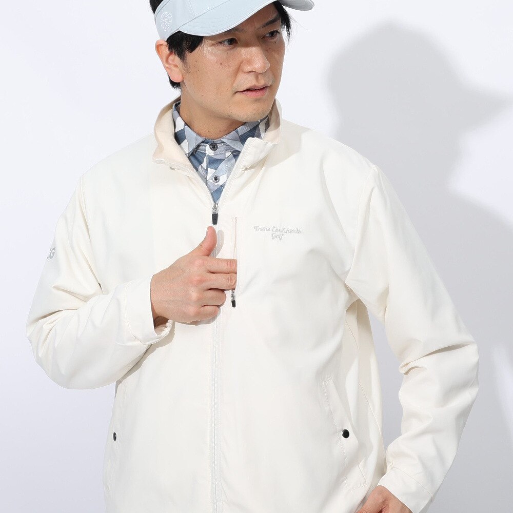 トランスコンチネンツ（TRANS CONTINENTS）（メンズ）ゴルフウェア アウター 撥水 裏メッシュ 起毛 フルジップアウター X24AW02T-WH