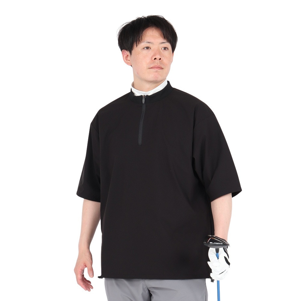 シルバースコット845（SILVERSCOTT845）（メンズ）ゴルフウェア WOVEN ハーフジップ プルオーバー SS25SST004 BLK