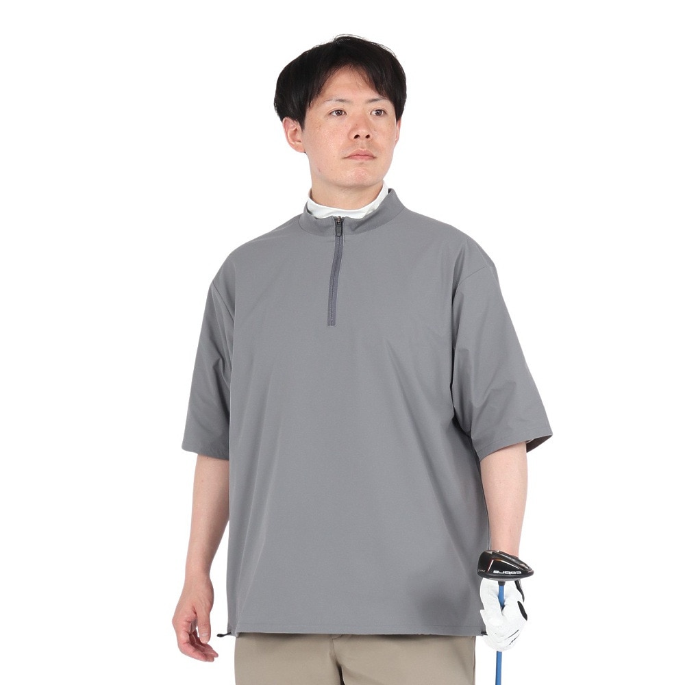 シルバースコット845（SILVERSCOTT845）（メンズ）ゴルフウェア アウター 撥水 WOVEN ハーフジップ 半袖 プルオーバー SS25SST004 GRY