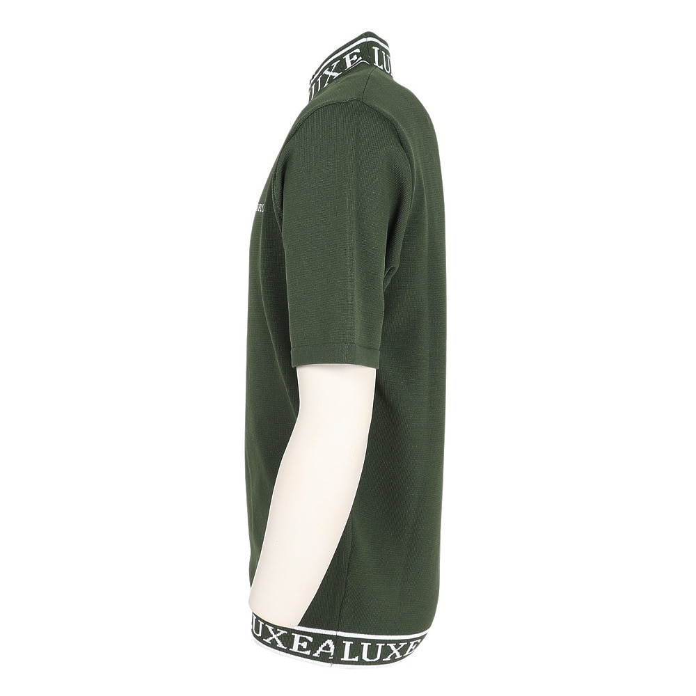 リュクスエイケイエムプラス（LUXEAKMPLUS）（メンズ）ゴルフウェア カラーロゴ 半袖ニットTシャツ LAK-25001khaki