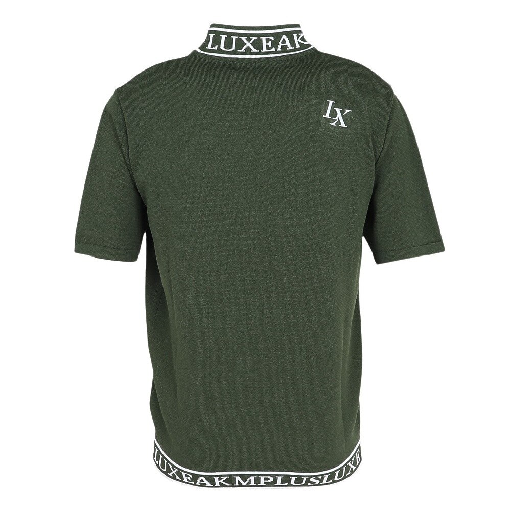 リュクスエイケイエムプラス（LUXEAKMPLUS）（メンズ）ゴルフウェア カラーロゴ 半袖ニットTシャツ LAK-25001khaki