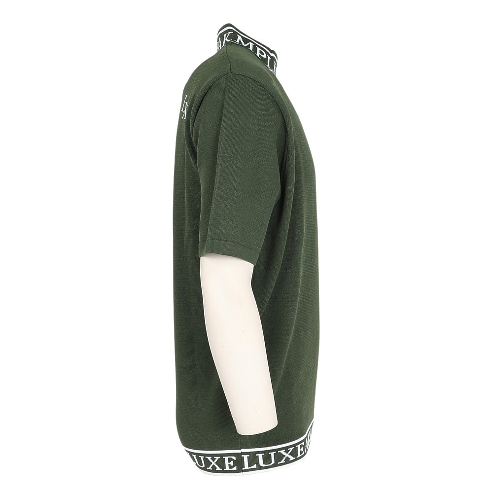 リュクスエイケイエムプラス（LUXEAKMPLUS）（メンズ）ゴルフウェア カラーロゴ 半袖ニットTシャツ LAK-25001khaki