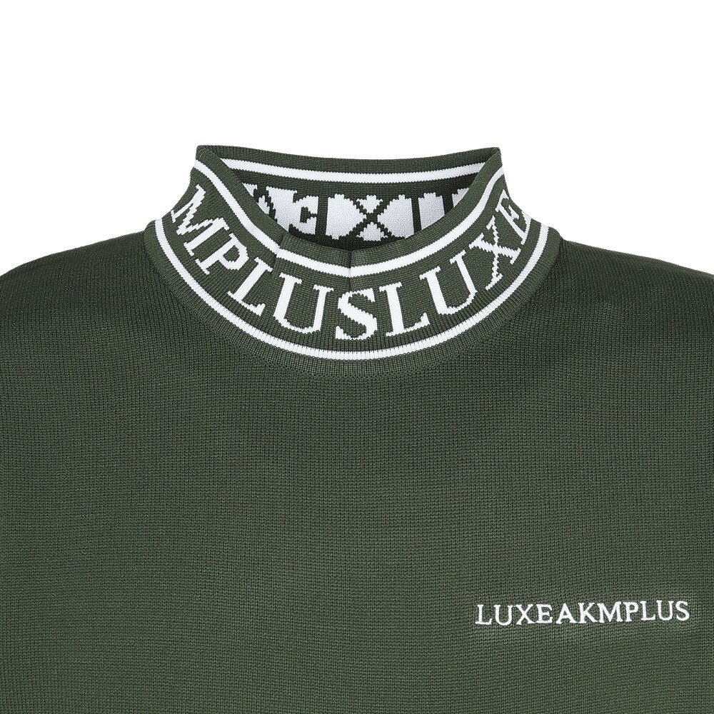 リュクスエイケイエムプラス（LUXEAKMPLUS）（メンズ）ゴルフウェア カラーロゴ 半袖ニットTシャツ LAK-25001khaki