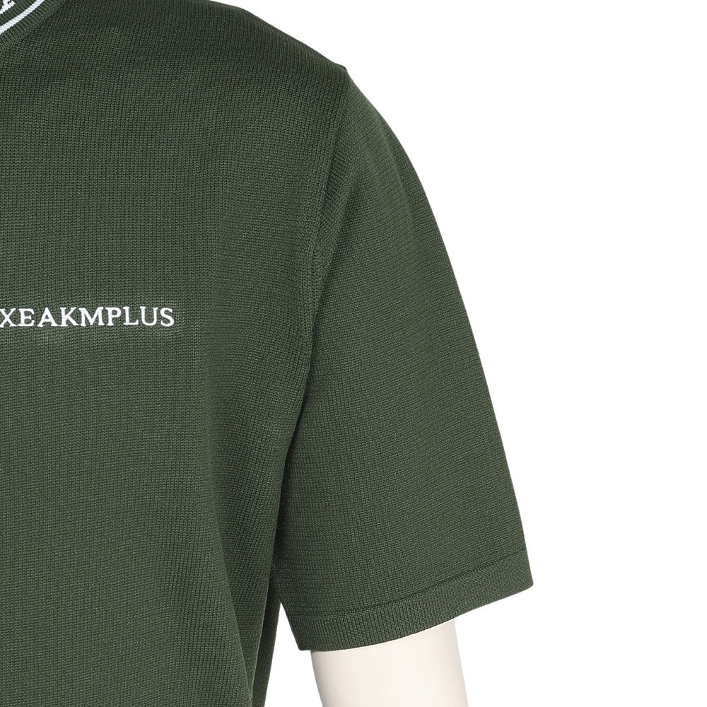 リュクスエイケイエムプラス（LUXEAKMPLUS）（メンズ）ゴルフウェア カラーロゴ 半袖ニットTシャツ LAK-25001khaki