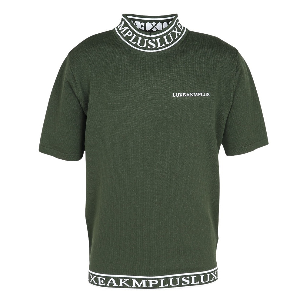リュクスエイケイエムプラス（LUXEAKMPLUS）（メンズ）ゴルフウェア カラーロゴ 半袖ニットTシャツ LAK-25001khaki