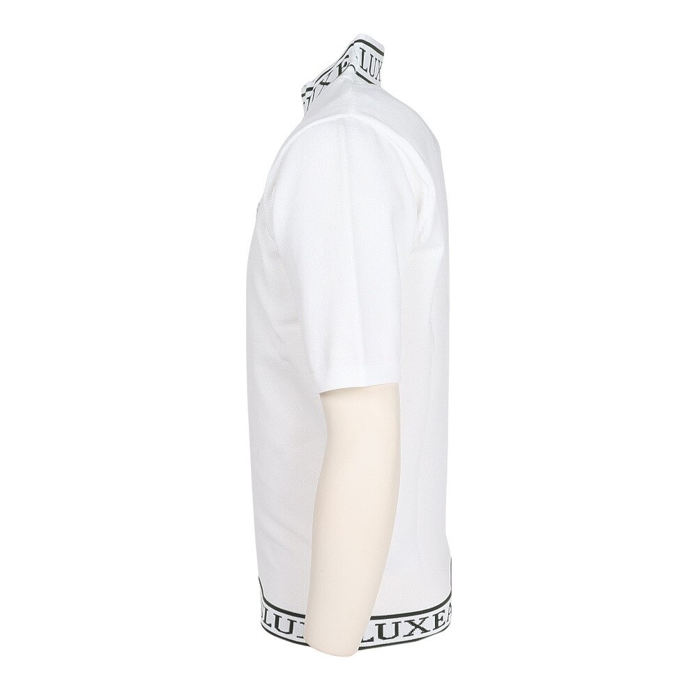 リュクスエイケイエムプラス（LUXEAKMPLUS）（メンズ）ゴルフウェア カラーロゴ 半袖ニットTシャツ LAK-25001white