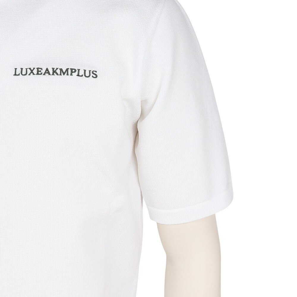 リュクスエイケイエムプラス（LUXEAKMPLUS）（メンズ）ゴルフウェア カラーロゴ 半袖ニットTシャツ LAK-25001white