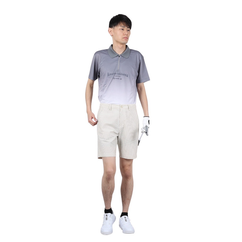 ROSASEN（メンズ）ゴルフウェア 吸水速乾 エコサッカー ストライプ ショートパンツ 044-71443-052