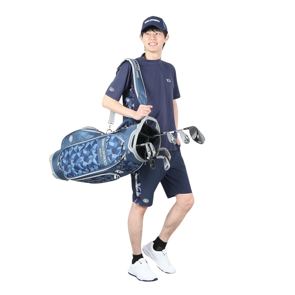 トランスコンチネンツ（TRANS CONTINENTS）（メンズ）ゴルフウェア 幾何柄 切替ショートパンツ 24WTRX04-NV