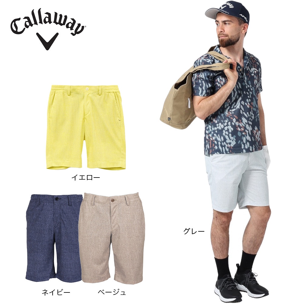 キャロウェイ（CALLAWAY）（メンズ）ゴルフウェア 速乾 かざあなメッシュ 生地調プリントショートパンツ ウエストゴム C23127101-1060