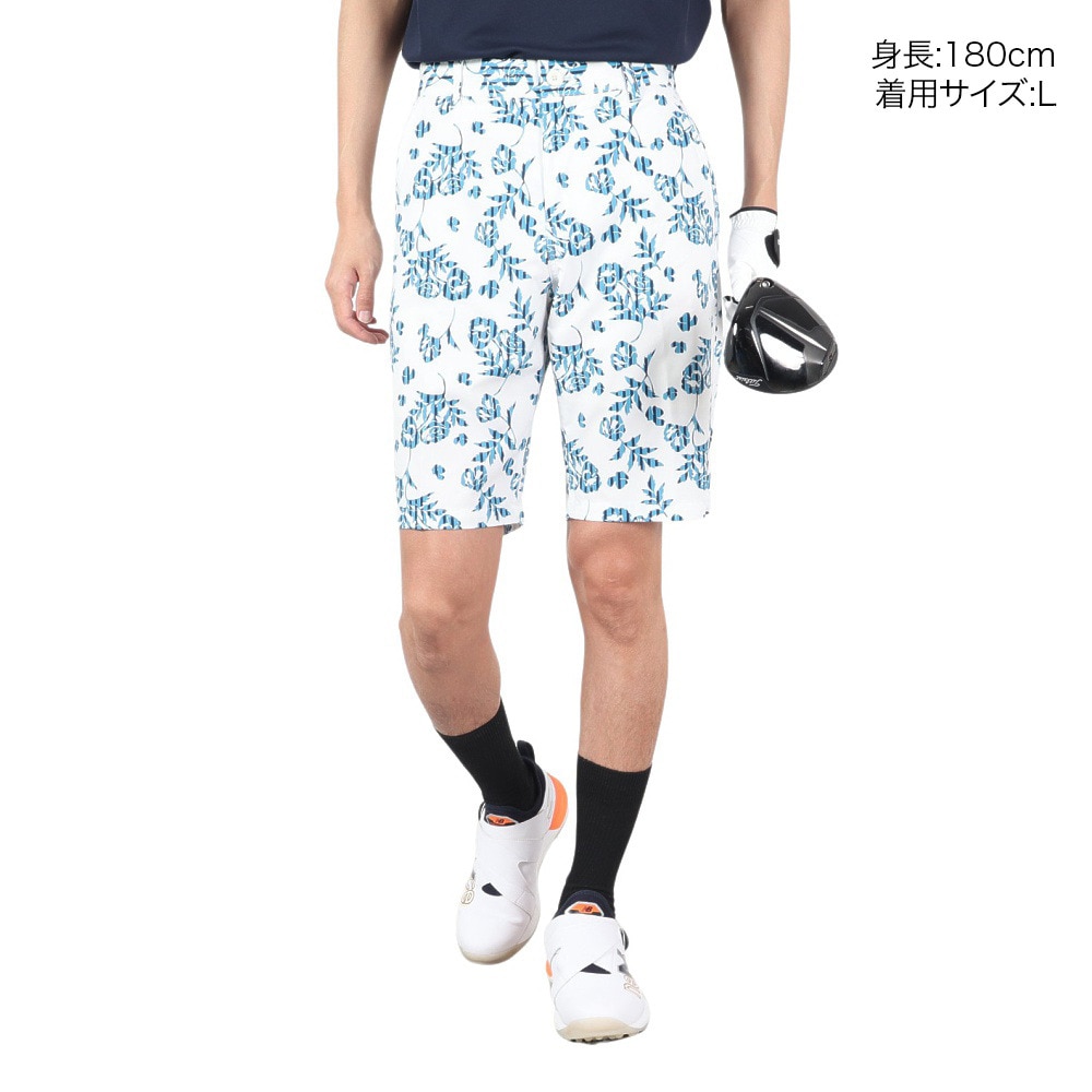 クランク（CLUNK）（メンズ）ゴルフウェア ショートパンツ 吸湿 速乾 ドライ ストライプフラワー ハーフパンツ CL5MTC14 WHT