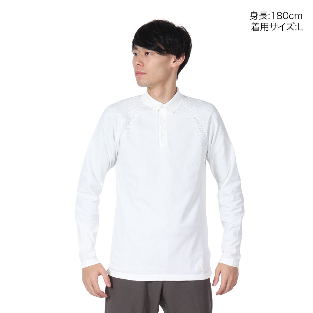 アディダス（adidas）（メンズ）ゴルフウェア 透湿性 通気性 爽やか PRIMEKNIT 長袖ポロシャツ LOL44-HG1656WH st★★★