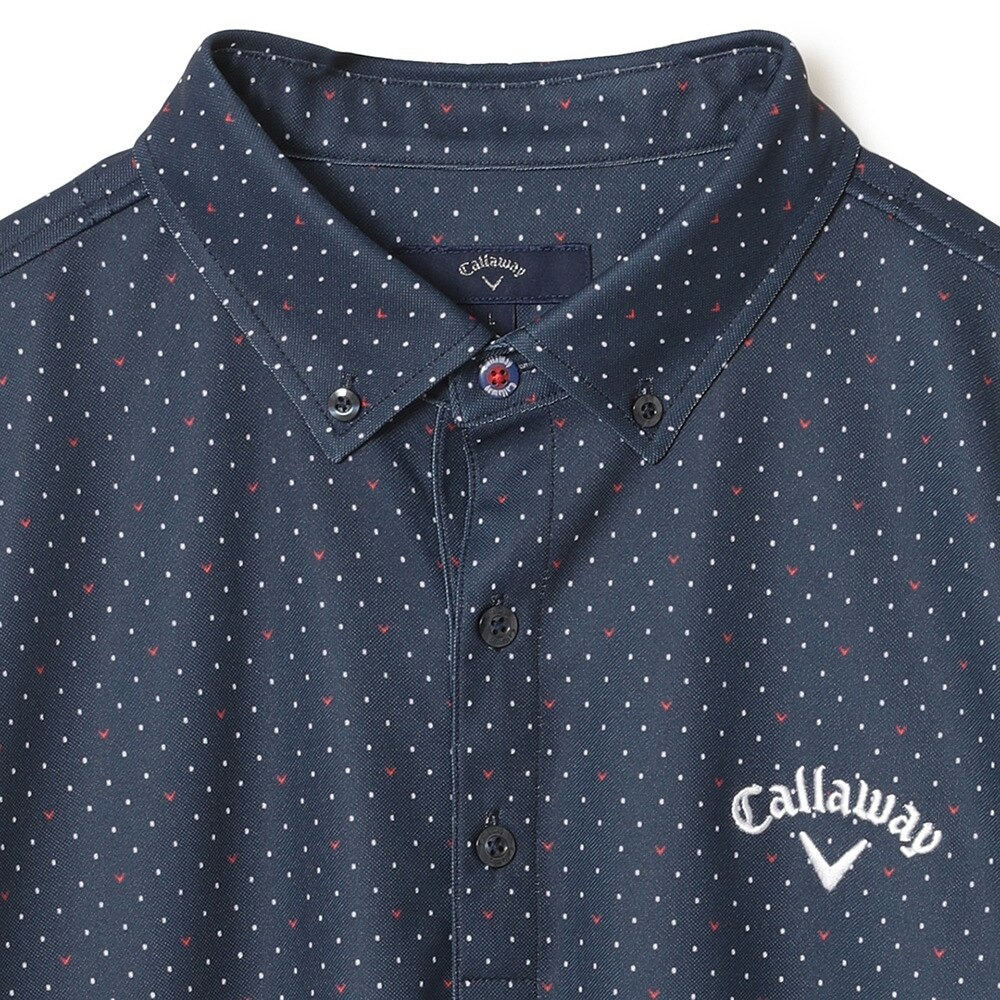キャロウェイ（CALLAWAY）（メンズ）ゴルフウェア ストレッチ 吸汗 速乾 UPF15 抗菌 ドットプリントカノコ長袖シャツ C22233101-1120