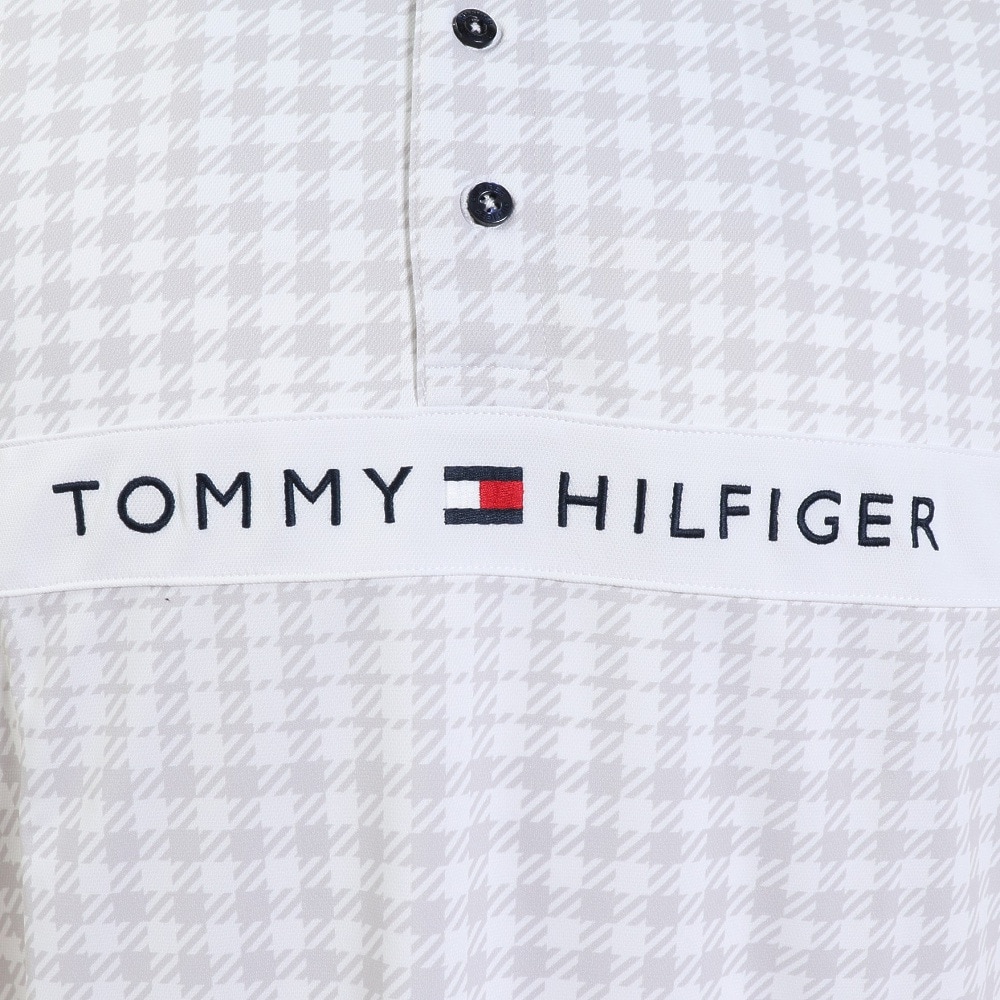 トミーヒルフィガー（TOMMY HILFIGER）（メンズ）ゴルフウェア 千鳥チェック 長袖ポロシャツ THMA266-WHT
