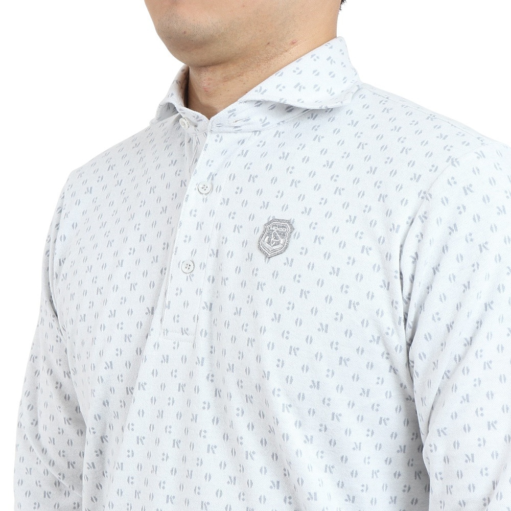 モコ（MOCO）（メンズ）ゴルフウェア ロゴモチーフ柄ジャガード長袖ポロシャツ 21-2222910-05