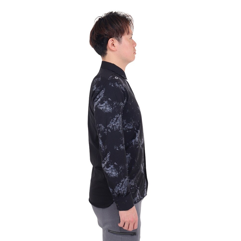 オークリー(OAKLEY)(メンズ)ゴルフウェア 吸汗 速乾 Skull Earth ... 新品 OAKLEY オークリースカル 長袖ゴルフシャツ 防風 UPF50+ 黒L