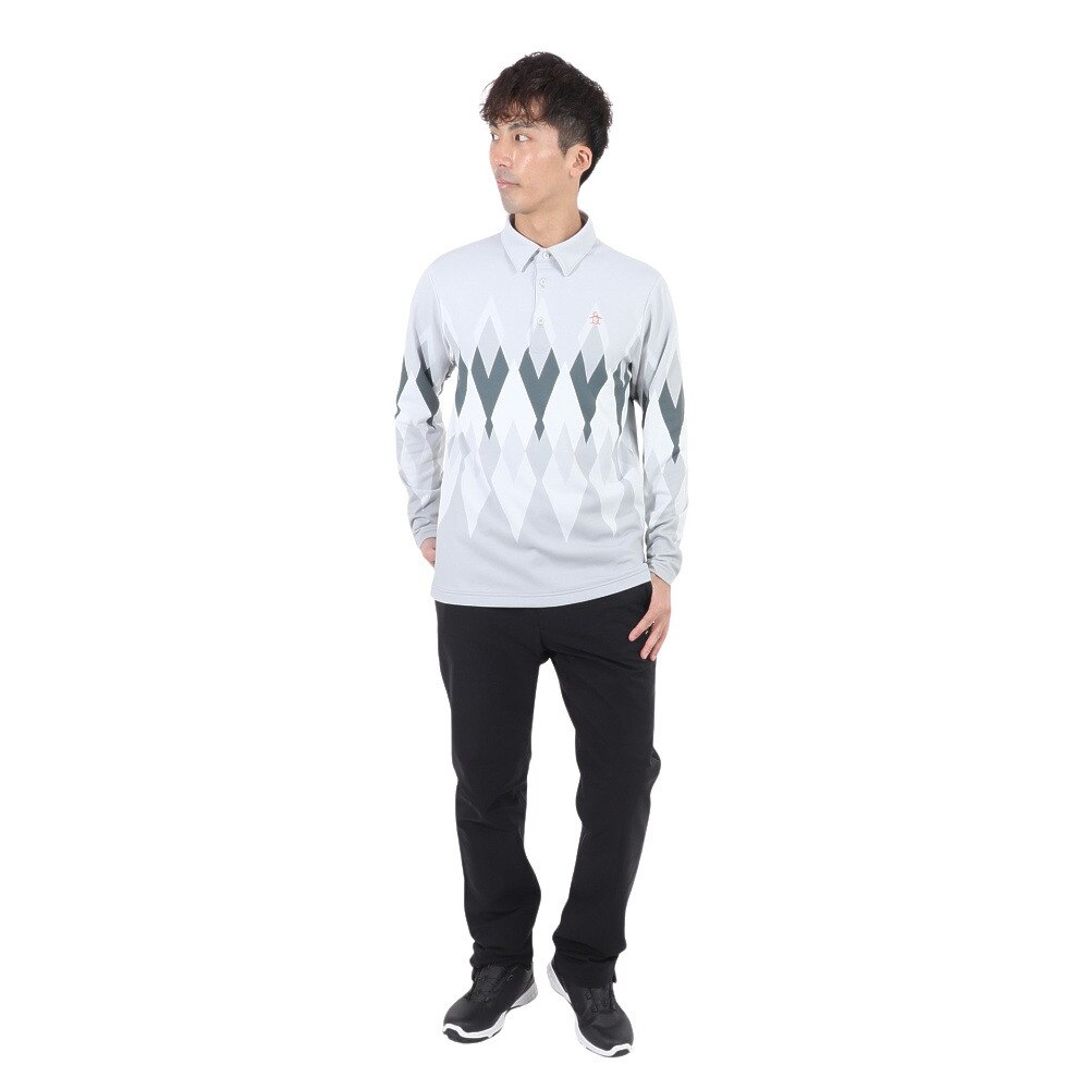 マンシングウエア（MUNSING WEAR）（メンズ）ゴルフウェア 保温 吸汗 HEATNAVIアーガイルパネルプリント長袖シャツ MGMWJB07 GY00
