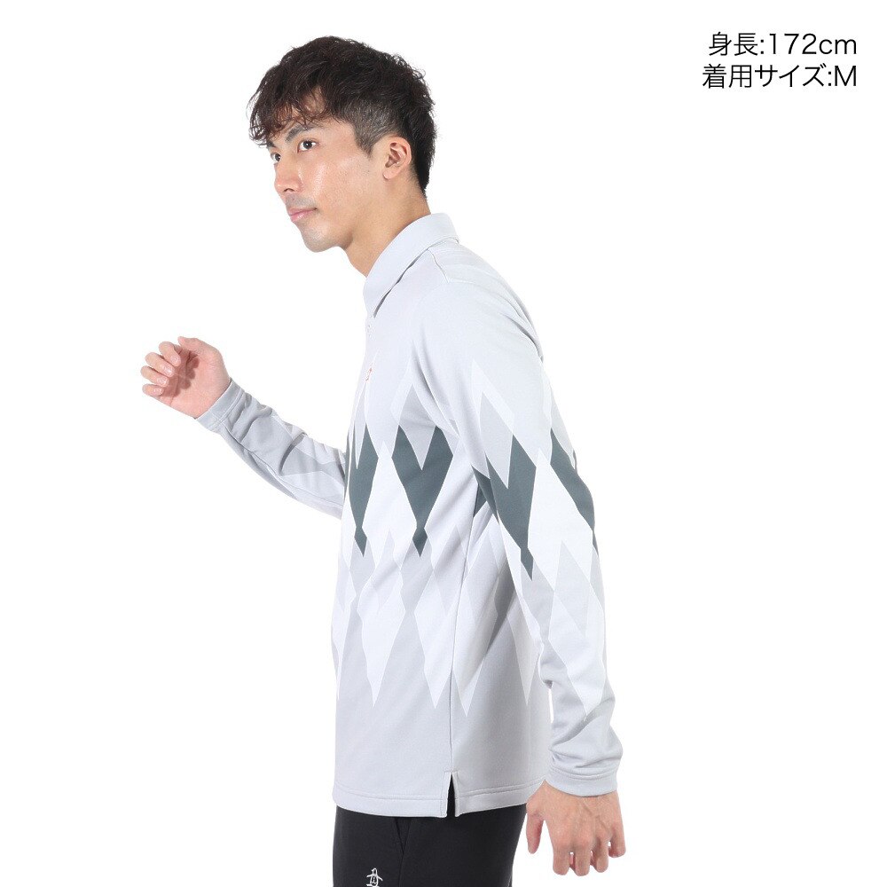 マンシングウエア（MUNSING WEAR）（メンズ）ゴルフウェア 保温 吸汗 HEATNAVIアーガイルパネルプリント長袖シャツ MGMWJB07 GY00