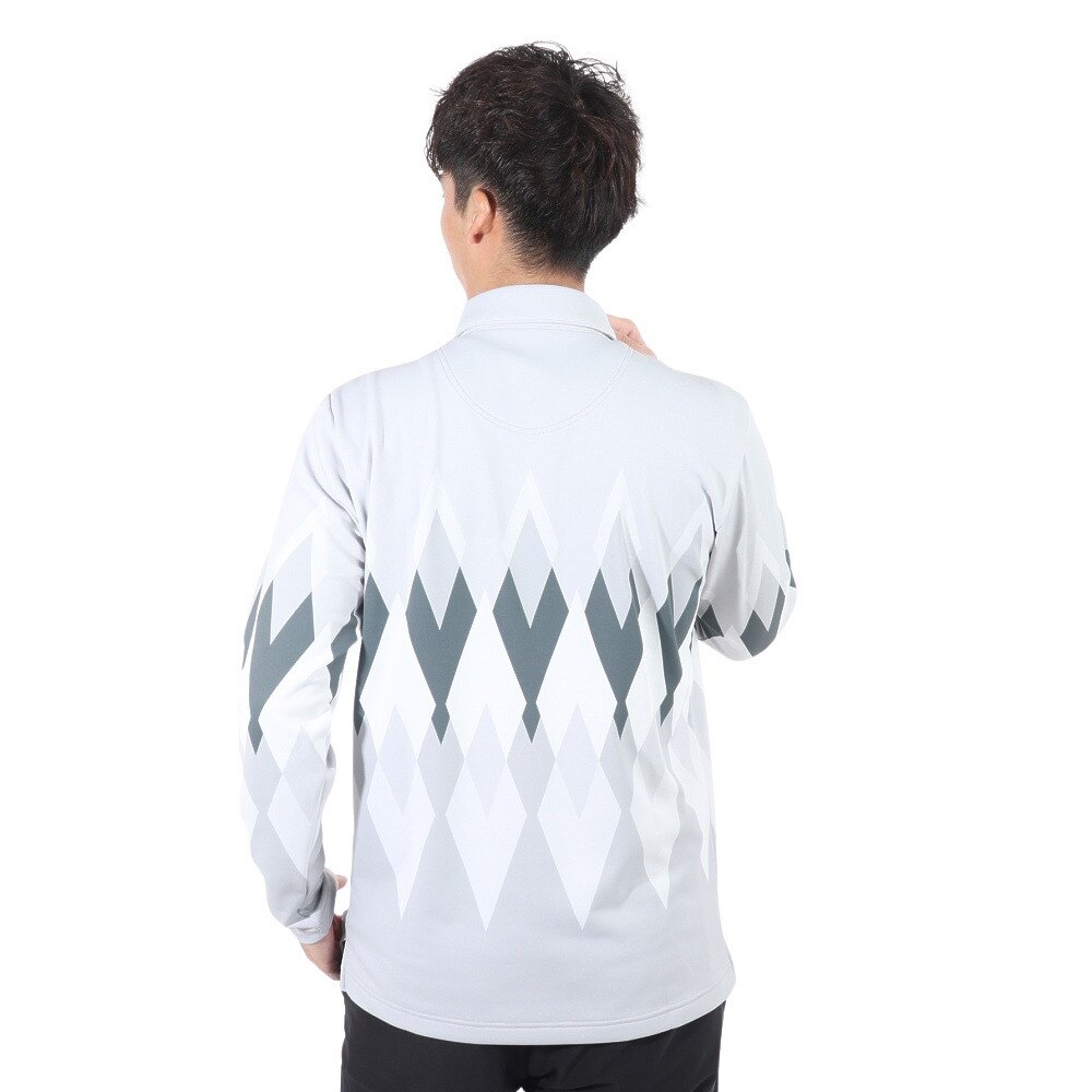 マンシングウエア（MUNSING WEAR）（メンズ）ゴルフウェア 保温 吸汗 HEATNAVIアーガイルパネルプリント長袖シャツ MGMWJB07 GY00