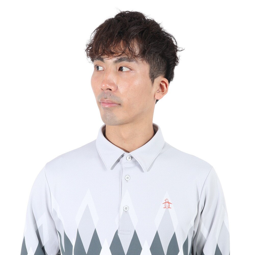 マンシングウエア（MUNSING WEAR）（メンズ）ゴルフウェア 保温 吸汗 HEATNAVIアーガイルパネルプリント長袖シャツ MGMWJB07 GY00